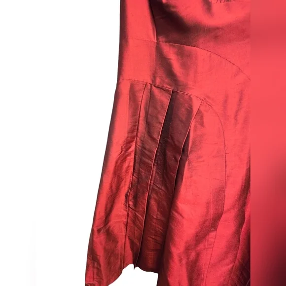 Suzi Chin for Maggy Boutique Red Strapless Silk Midi Dress Size 10 - Picture 5 of 10